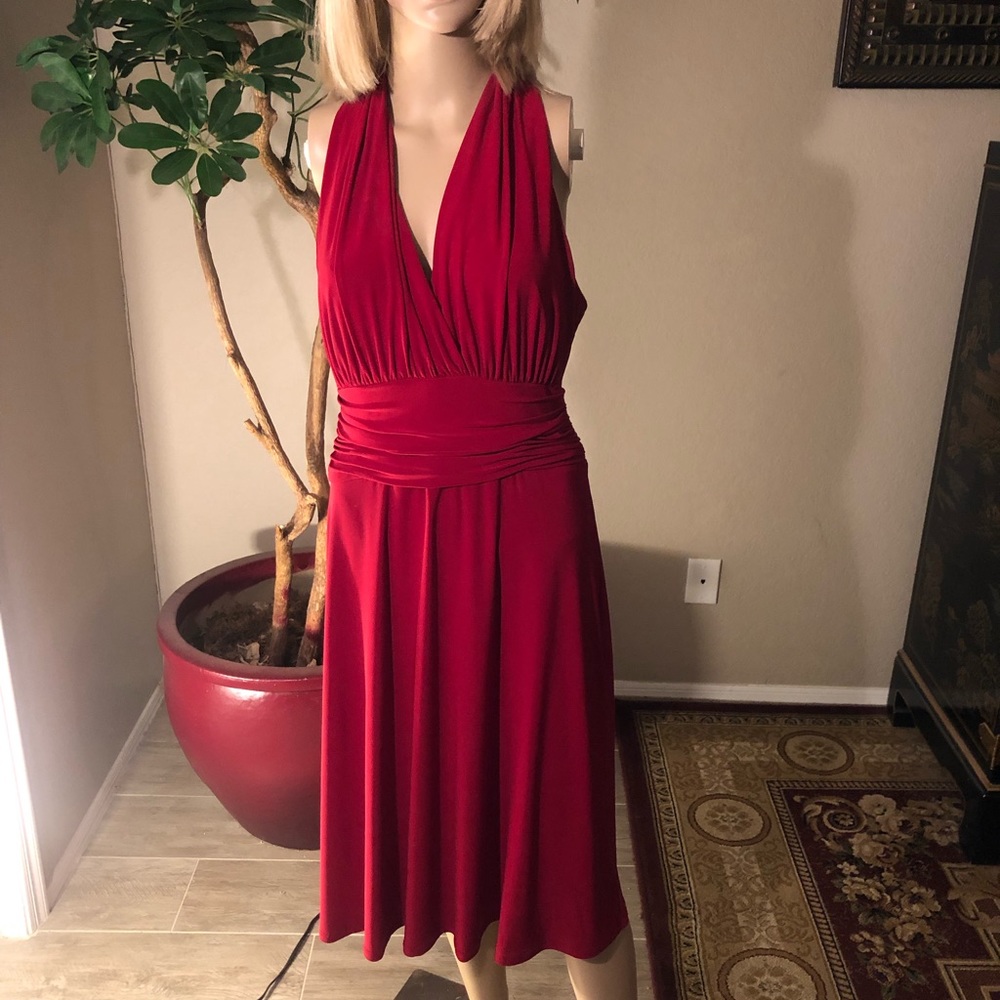Red cocktail dress.